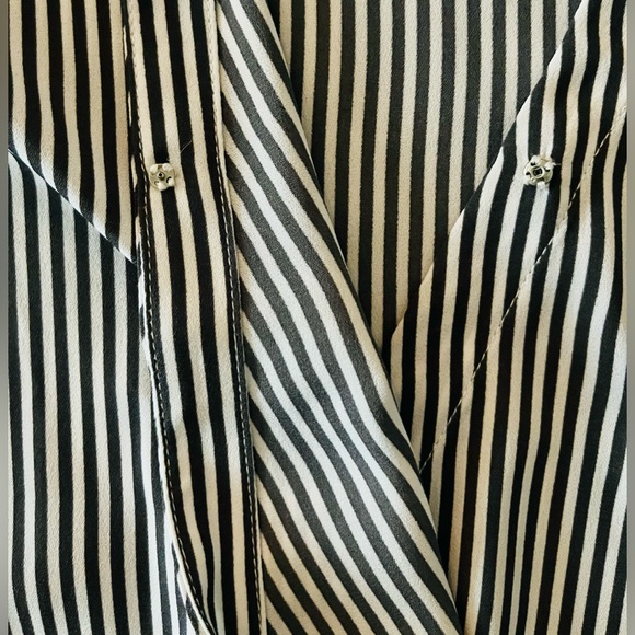Y2K LOFT Striped Pinstripe V-Neck Bodysuit Medium - Picture 6 of 8